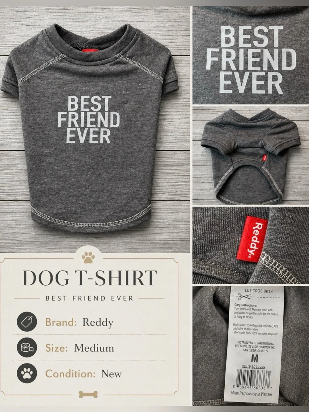 Best Friend Ever Gray Dog Shirt | Cute Dog, Puppy, Pet T-Shirt Outfit | Size: M